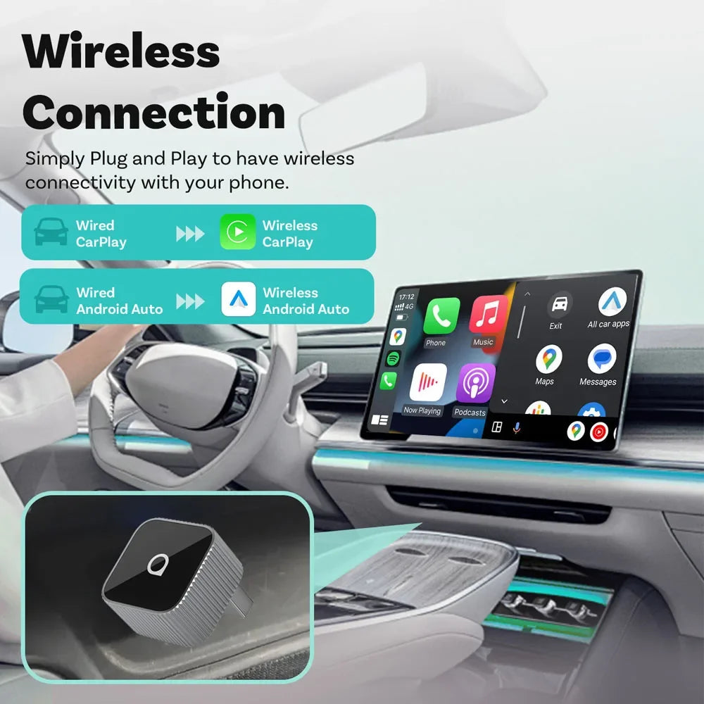 Ottocast Mini Slim Wireless Adapter Wireless CarPlay Android Auto For OEM Car Plug and Play WiFi Bluetooth Auto Connection