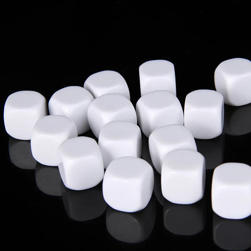 10pcs/pack New Acrylic 16mm White Blank Dice Teaching Props Game Accessories Mathematical Tools Rounded Corner