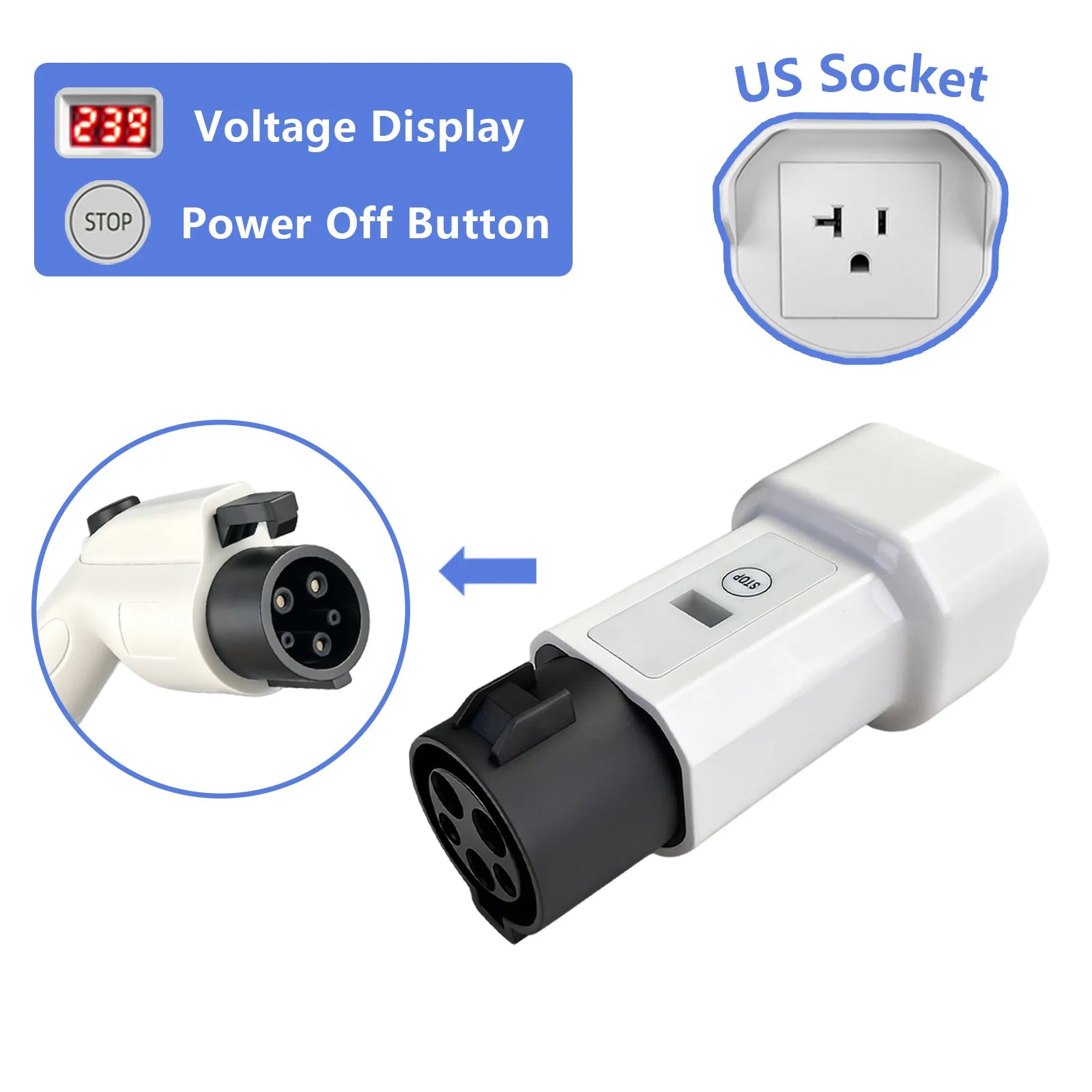 EVqiaoyi Type1 to Schuko Socket EV Adapter J1772 Male Discharging Plug Charging Station Accessories Powering Household Devices