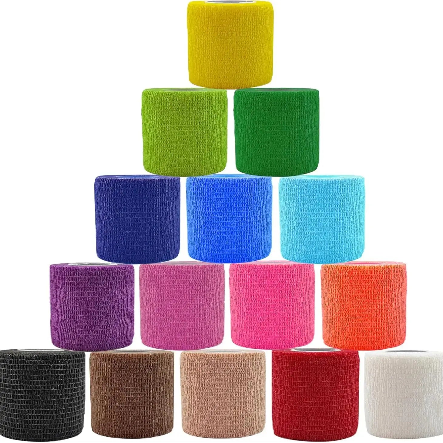 15pcs 2.5/5/7.5cm Colorful Sports Self Adhesive Elastic Breathable Sports Wrap Tape For Knee Pads Finger Ankle Aid Kit Pet Tool
