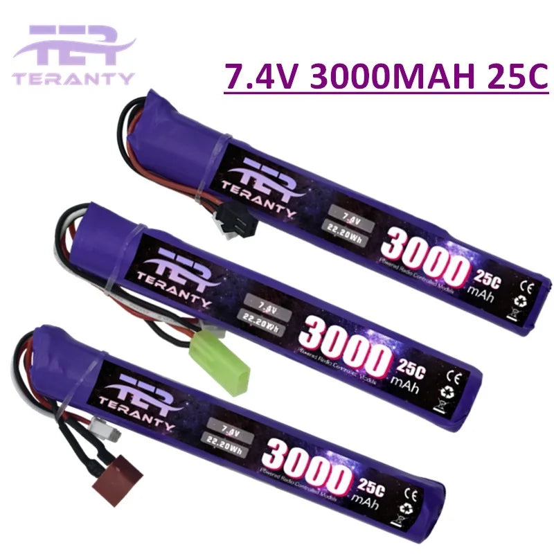 7.4V 3000mAh LiPo Battery with Small Tamiya Deans T Connector 2S For Electric Toys Water Bullet Gun Battery Parts Accessories