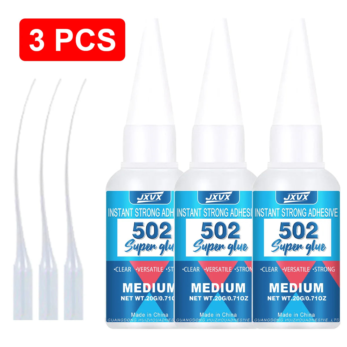 JXVX 502 Super Glue Quick-drying 1-5pcs Instant Cyanoacrylate Adhesive Leather Rubber Wood Metal Strong Bond Liquid Epoxy Glue
