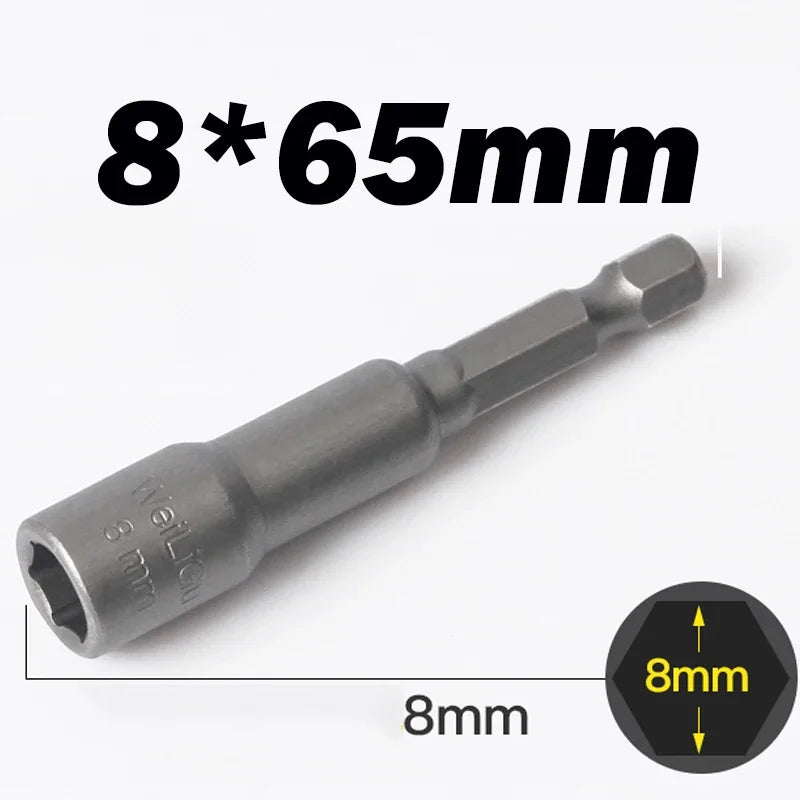 Hongtu 1Pcs Magnetic Hex Socket Driver - Chromium-Vanadium Steel, Hex Shank, Impact-Ready, 6~23mm Nut Socket Wrench Bit