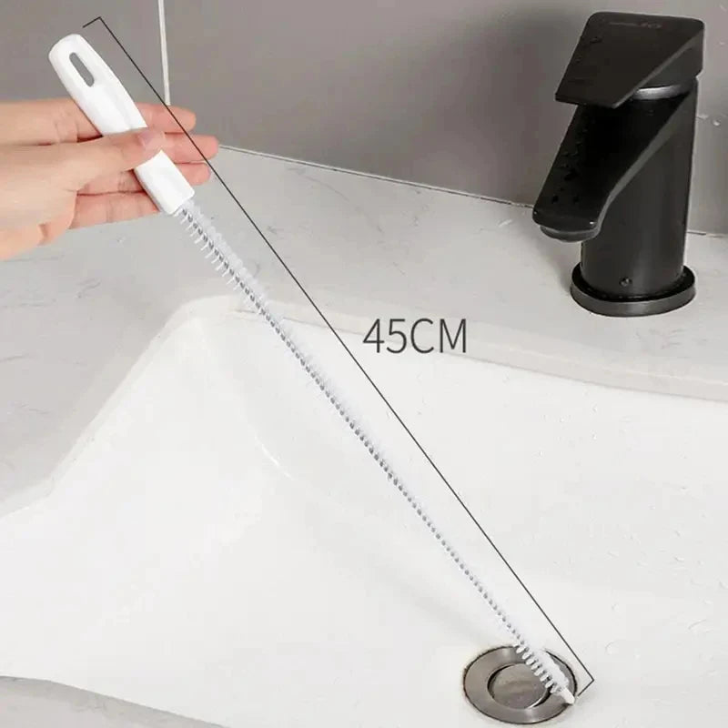 1-6 pcs Drain Brush Bendable Hair Catcher Long Ergonomic Handle  Pipe Cleaner Pipe Dredging Brush Bathroom Hair Sink Accessories