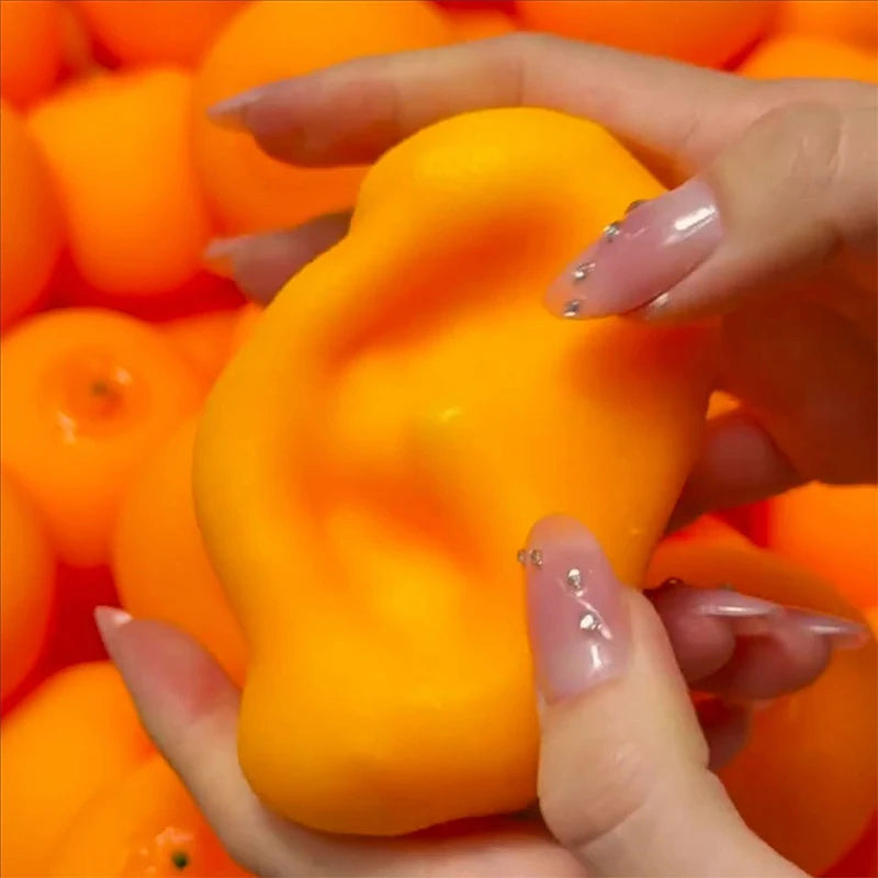 Orange Crunchy Moldable Stress Ball Crispy Squishy Squeeze Toy Round Blocks Filled Fidget Toy ASMR Sensory Stress Relief Toys
