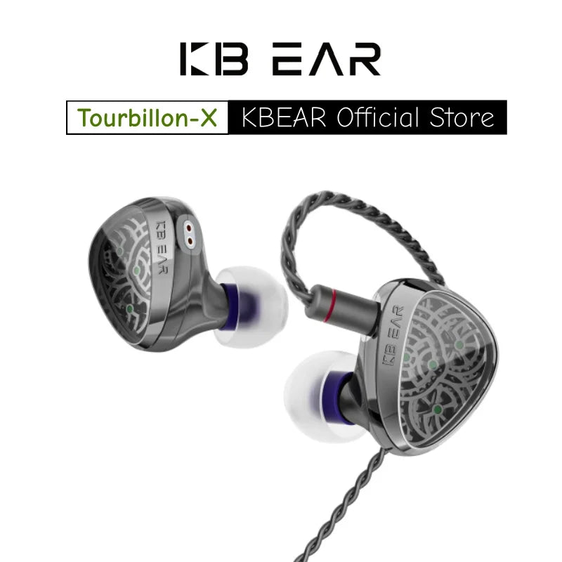 KBEAR TBX Tourbillon X  IEMS in-Earphone Wired Headphones 10mm CVD-Coated Carbon Fiber Diaphragm Deep BassGaming Headset