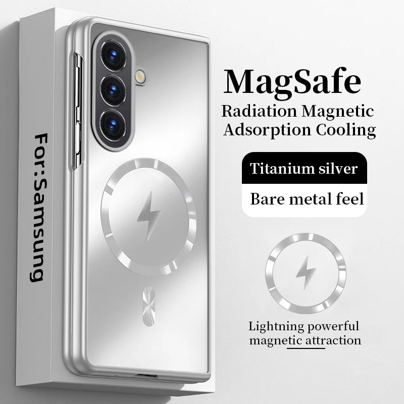 Plating Matte for Magsafe Magnetic Case for Samsung Galaxy Z Fold 8 Ultra 7 6 5 4 3 Wireless Charging Shockproof Protector Cover