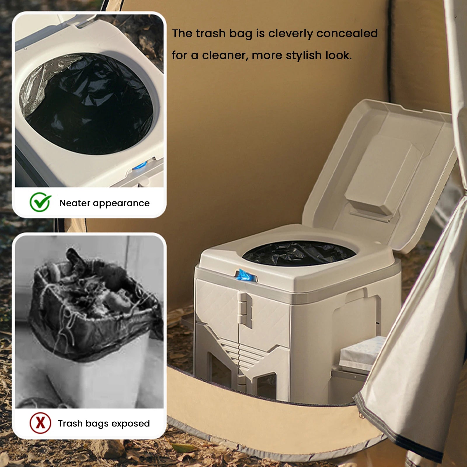 Portable Folding Toilet for Car Camping Foldable Travel Potty with Lid Odor-proof Outdoor Mobile Toilet Emergency Toilet Stool