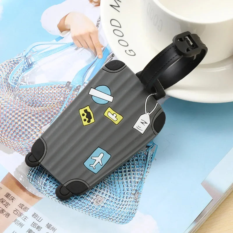 Women Men Label Suitcase Tags ID Address Holder Baggage Boarding Travel Accessories Creative Aircraft PU Leather Luggage Tags
