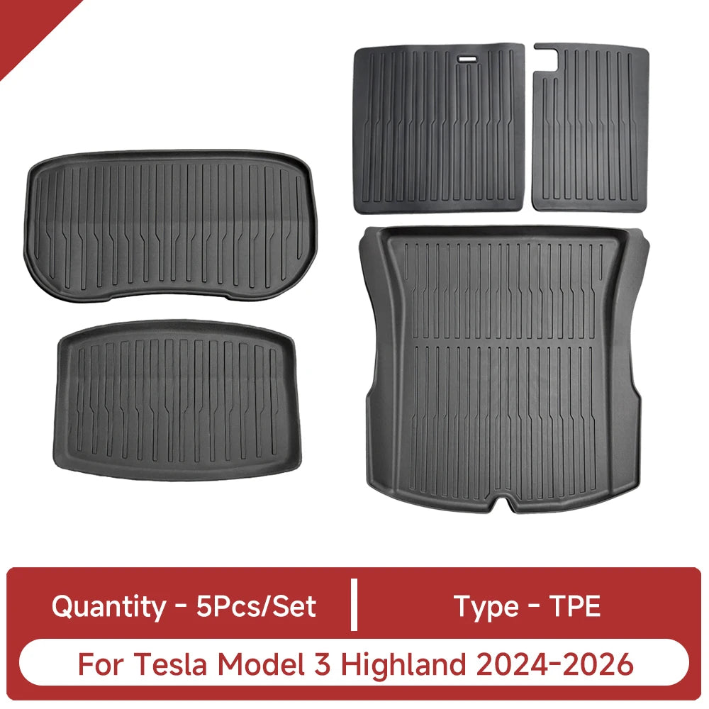 For Tesla Model 3 Highland Accessories TPE Floor Mat Cargo Liner Waterproof Trunk Mat for Tesla Model 3 Highland 2024-2026