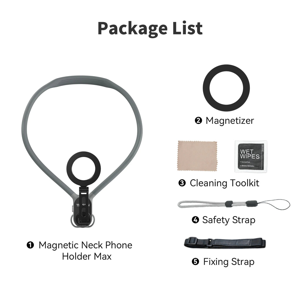 TELESIN Max Magnetic Neck Mount Silicone Quick Release Hold for Iphone 15 14 13 12 11 10 SAMSUNG HUAWEI XIAOMI Phone Accessories