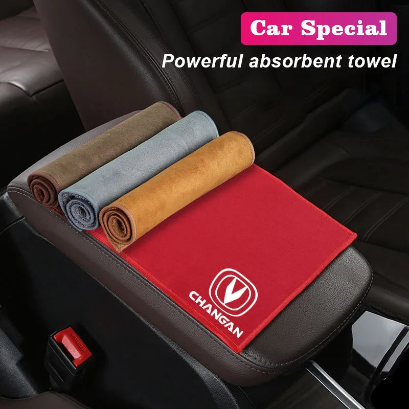 Suede Fleece Microfiber Towel Car Logo Cleaning Rag Cloth For Changan CS35 CX70 CS85 CS55 CS75 CS15 Alsvin Hunter CS95 2021 Yuex