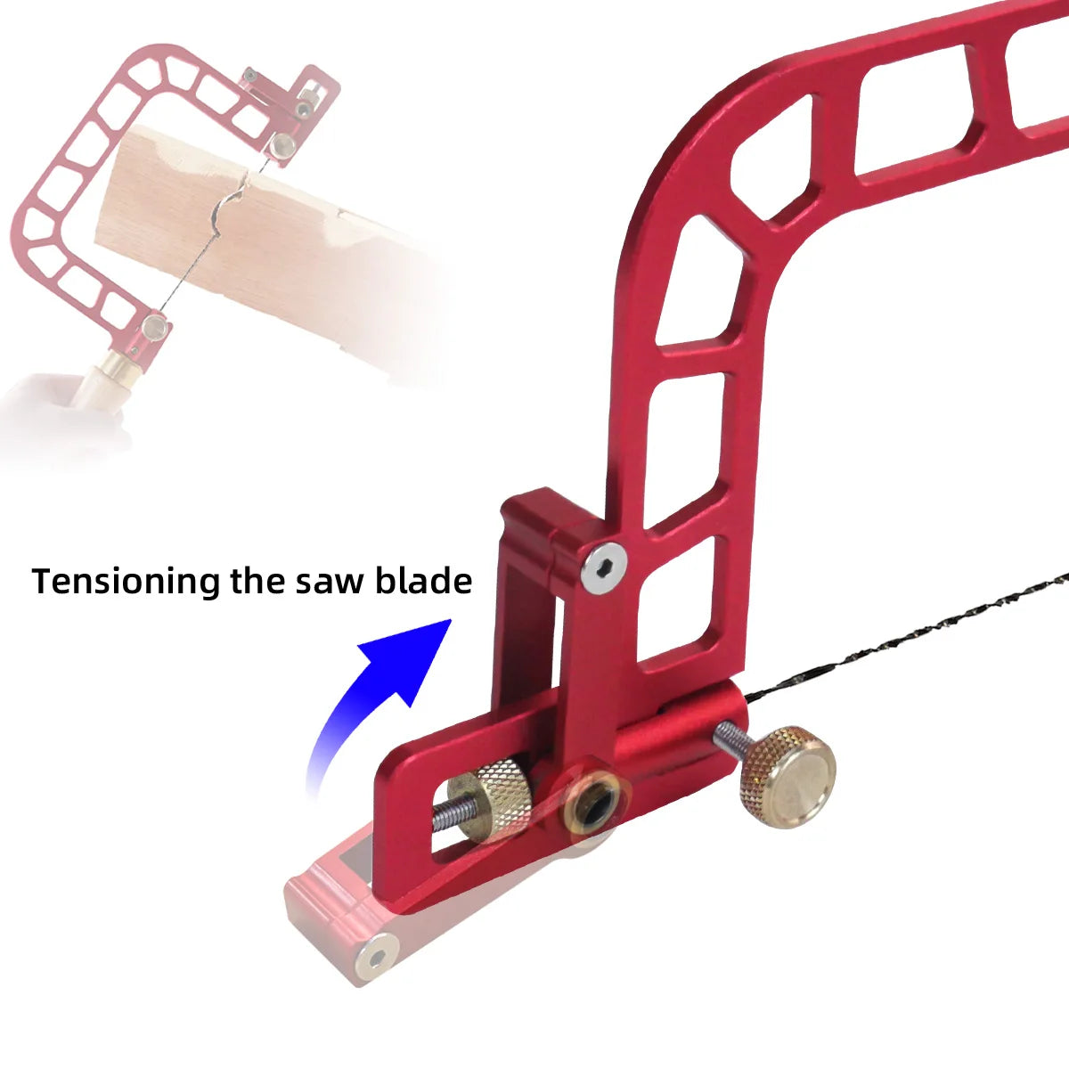 Coping Saw with Cam Lever Tension Aluminum Alloy Frame Fret Saw with Diamond Wire Jigsaws Ceramic Glass Metal Accurate Cutting
