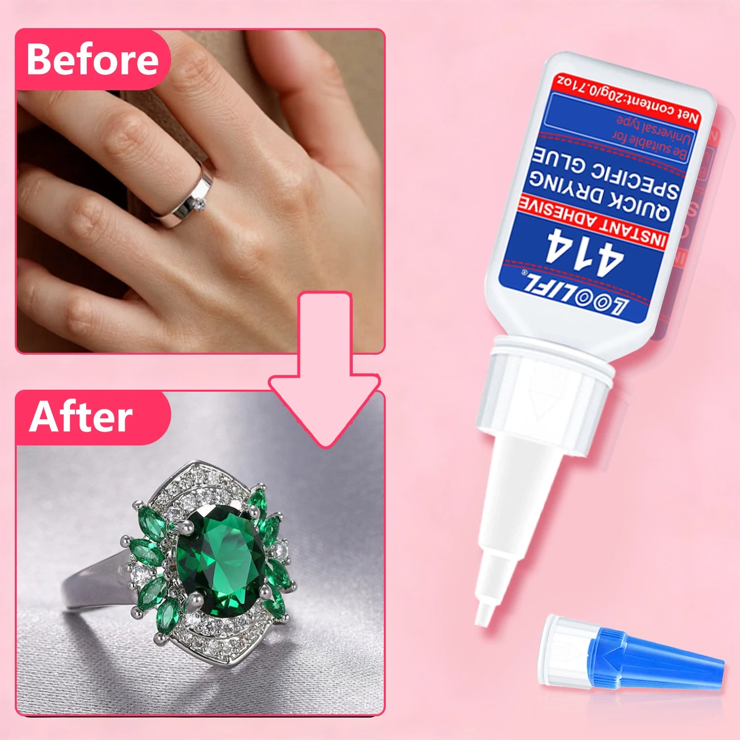 20ml 414 Super Glue Instant Strong Multi-Purpose Adhesive for Jewelry Repair DIY Craft Making Fast Drying