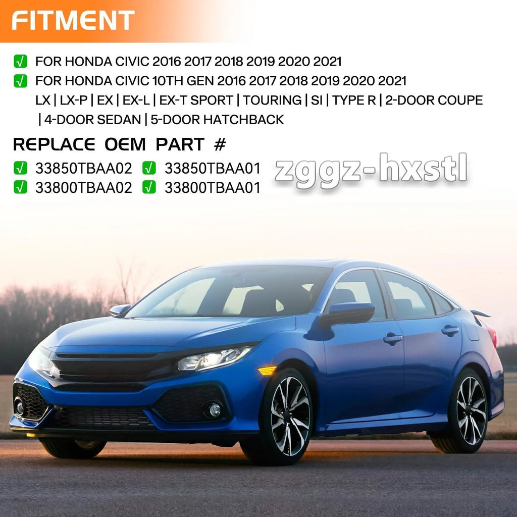 Car Turn Signal Light LED Side Marker Lights for Honda Civic 2016 2017 2018 2019 2020 2021 Car Fender Position Lamp White Yellow