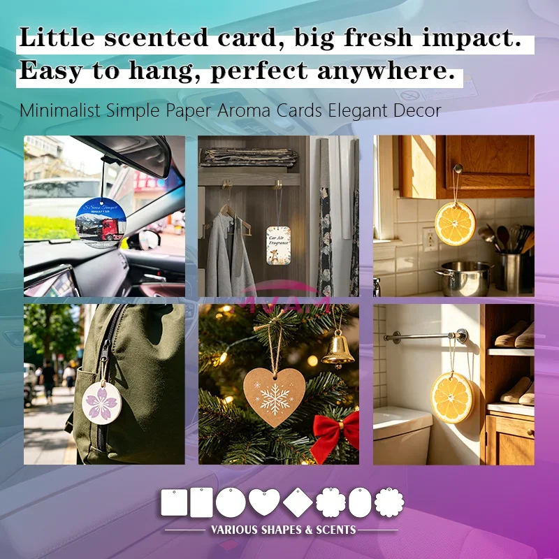 30pcs Custom Logo Long-Lasting Aroma Tablet Scented Card for Car And Home Fragrance Souvenir Gift