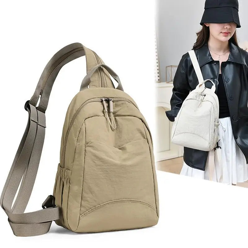 Casual Backpack Women's New Lightweight Crossbody Bag Large Capacity Student Schoolbag Travel Backpack Chest Bag Small Backpack