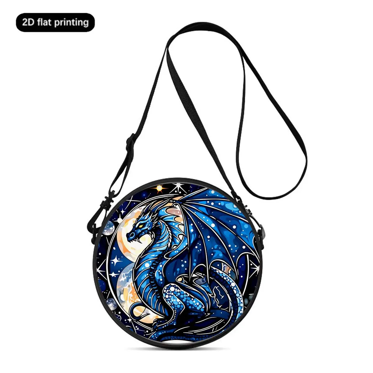 Dinosaur Print Round Shoulder Bag Casual Messenger Bag for Woman Best Gifts 2D Flat Casual Daily Crossbody Bag