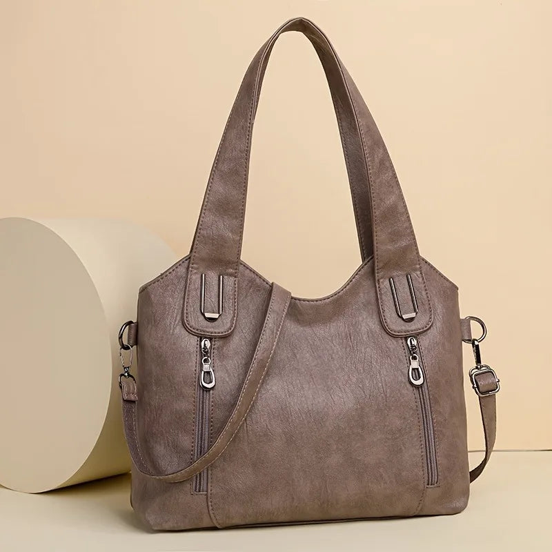 New Women Large Capacity Tote Bag Leather Shoulder Handbag with Removable Strap Fashion Casual PU Crossbody Bag Shoulder Bags
