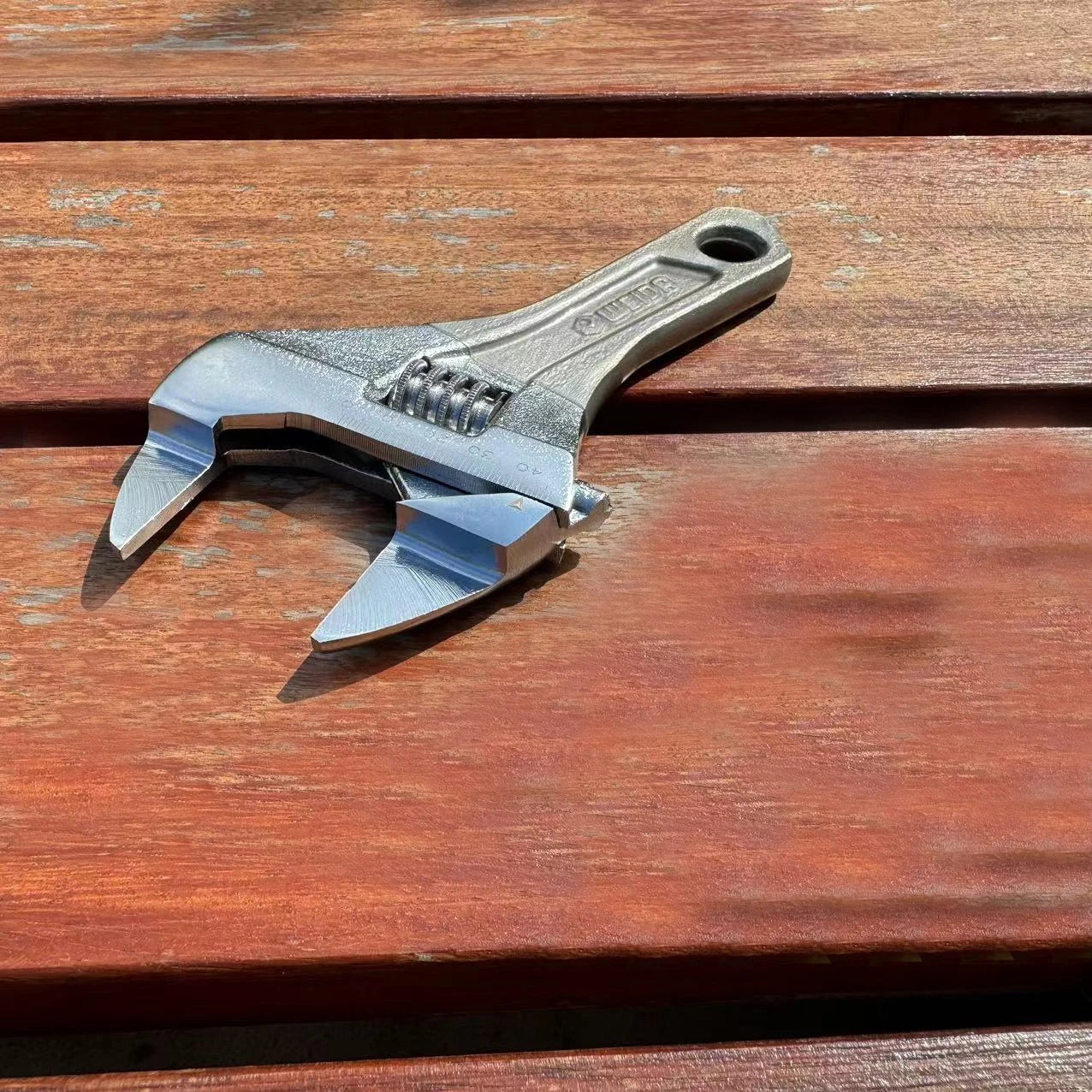 Ultra-Thin Adjustable Wrench with Large Opening Short Handle Mini Monkey Spanner Laser Scale Rubber Coated Key for Bathroom Tool