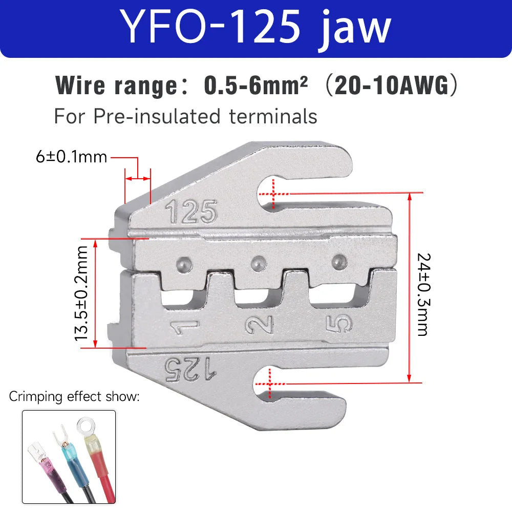 1 Pcs Crimping Jaws YFO 9 Inch Crimping Pliers Interchangeable Crimping Die For Tube/Insulated/Bare Terminals Replacement Die