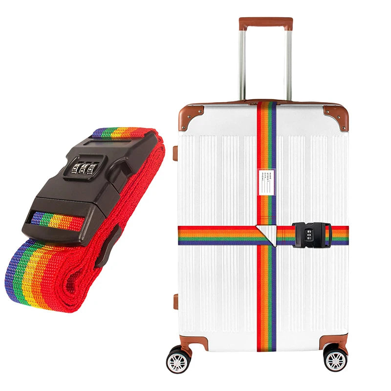 Nylon Cross Luggage Straps with Name ID Card Adjustable Bundling Packing Baggage Belt Password Lock Anti-lost Travel Accessories