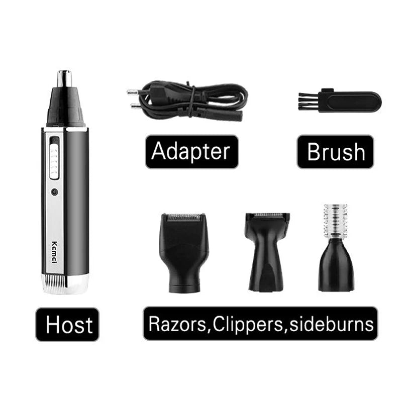 Keme 4in1 Nose Hair Trimmer For Men Face, Body ,Beard Eyebrow Trimer Ear Cleaner Grooming Nose Hair Shaver Set Rechargeable