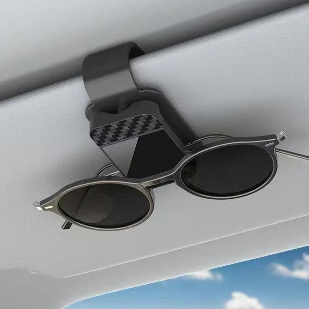 Car Sunglasses Clip Sun Visor Holder with Card & Ticket Storage - Stable Eyeglasses Hanger Interior Accessory