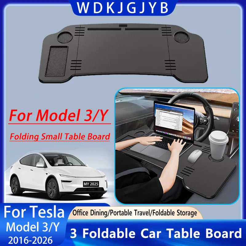 For Tesla Model 3/Y Car Mounted Small Table Board Multifunctional Computer Desk Dining Table Folding Storage Small Table Board