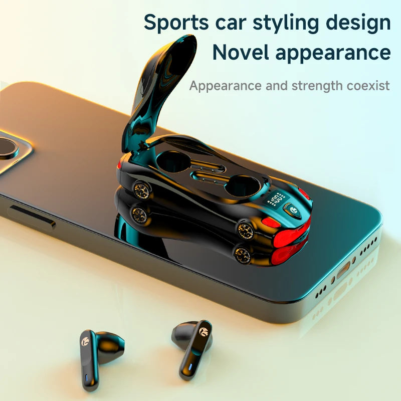 Mini Sports Car Design TWS Earbuds Gift for Kids Adults Gamer Low Latency Gaming Music Bluetooth Earphones Wireless Stereo Sound
