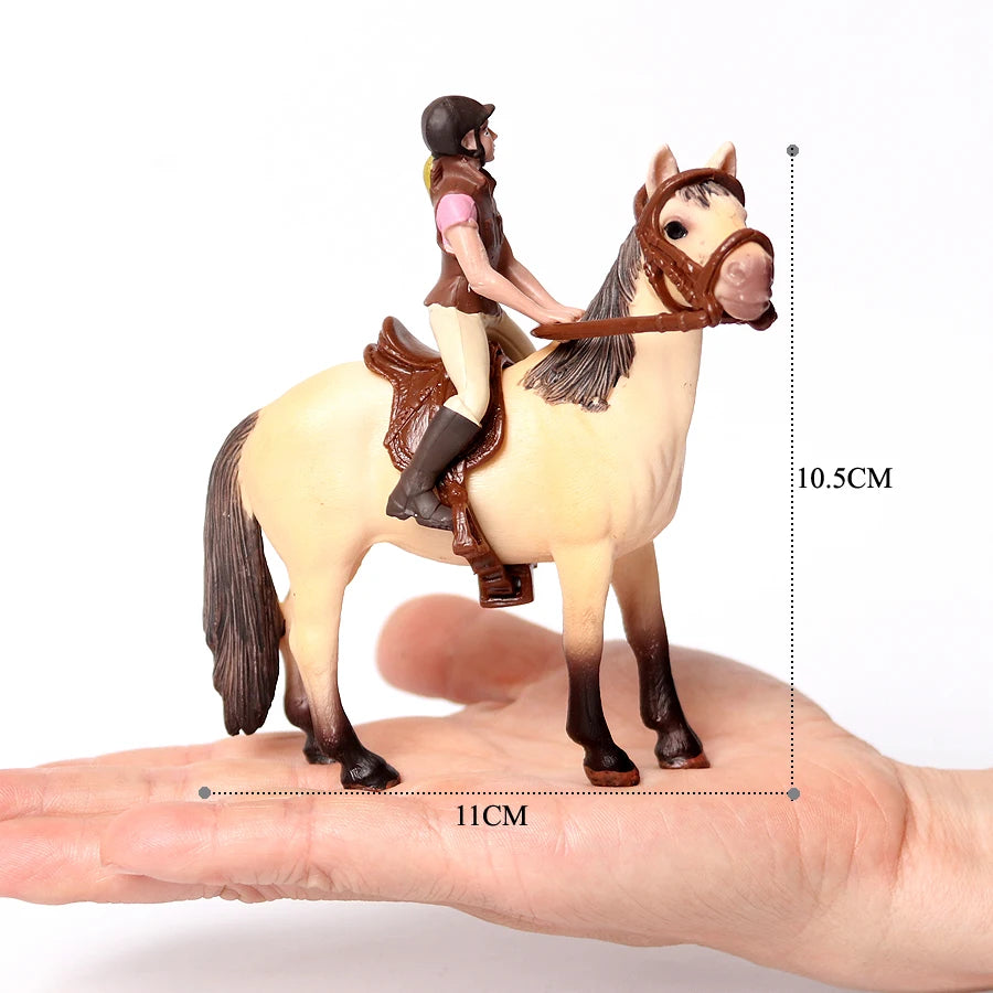 Realistic Equestrian Rider Horse with Saddle and Bridle Riding Playset Model Figures Decoration Educational Toys for Kids