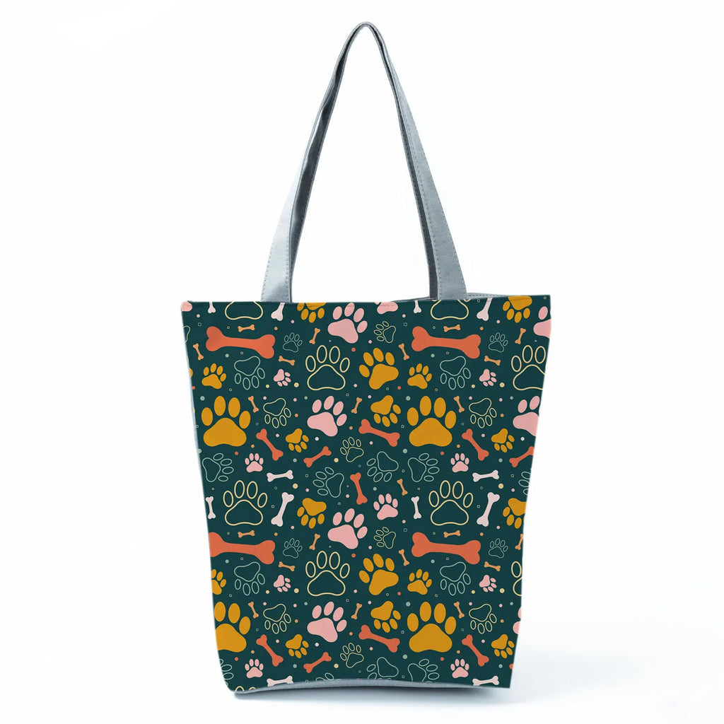 Fashion Dogs Paws Handbags Printed Love Dogs Shopping Bag Casual Women Shoulder Bag Summer Kawaii Female Tote Travel Beach Bag