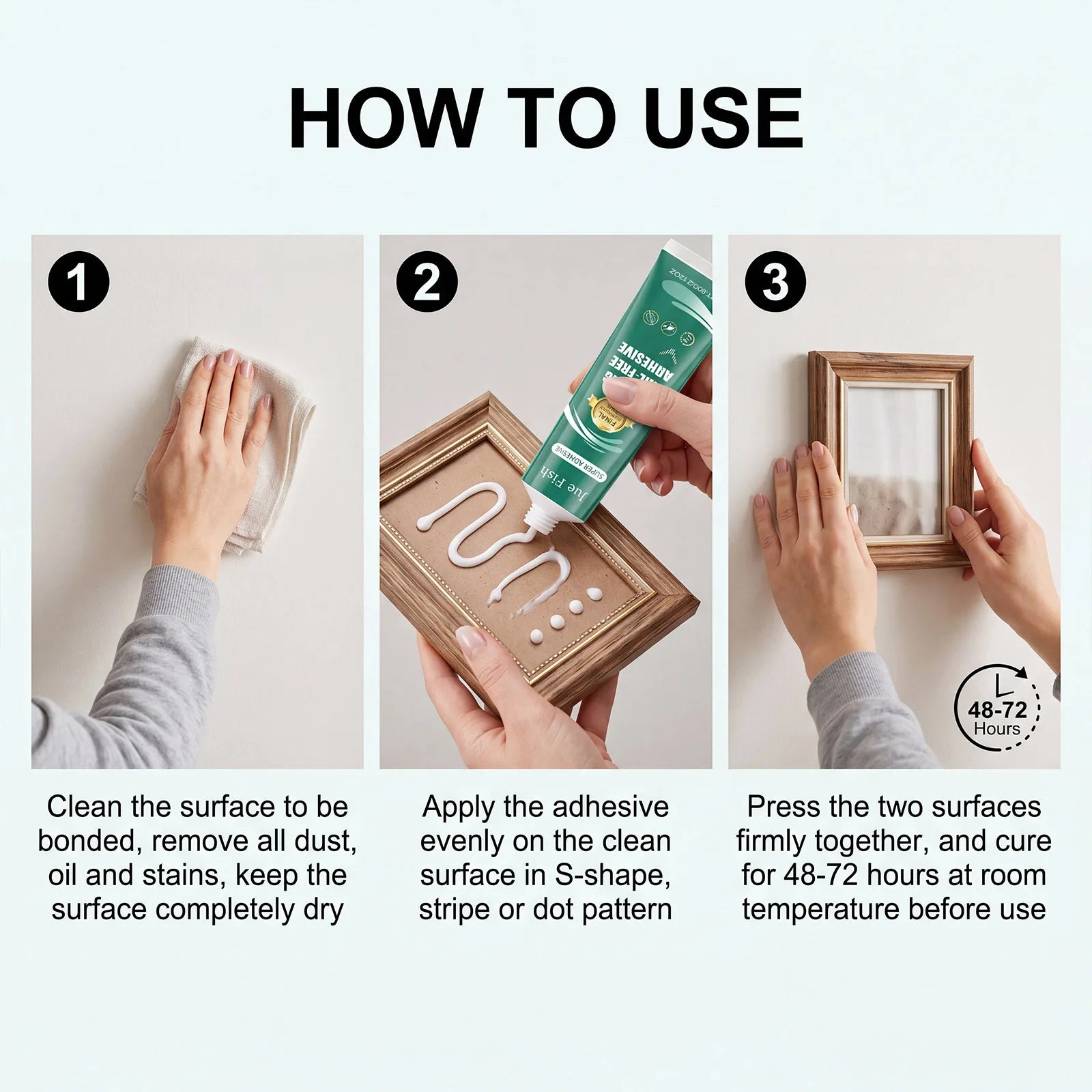 Multi Surface No Nail Adhesive Heavy Duty Quick Dry Instant Bond No Drilling Required Mounting Daily Household Repair Glue