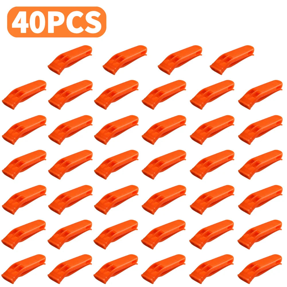 1-50pcs Sports Whistle Multifunction Outdoor Emergency Whistle Double Pipe Rescue Whistle Plastic for Camping Hiking