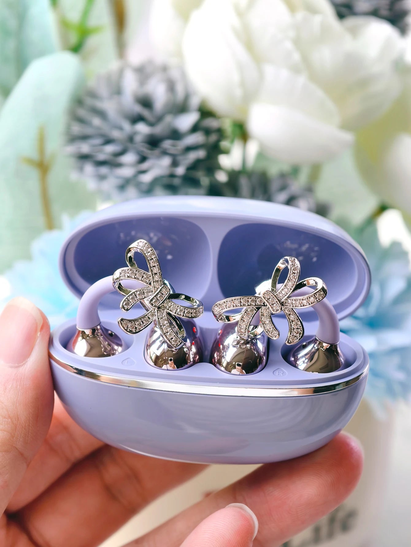 Bowknot Accessory Bluetooth Headphones Wireless Earbuds Stylish Bowknot Designed Bluetooth Earphones Premium Sound Quality Comfo