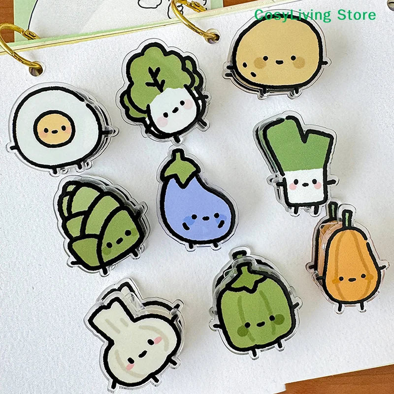 1Pair Cute INS Animated Fruit Sealing Clip Note Clip Cartoon Decoration Gift Acrylic Clip Office Accessories