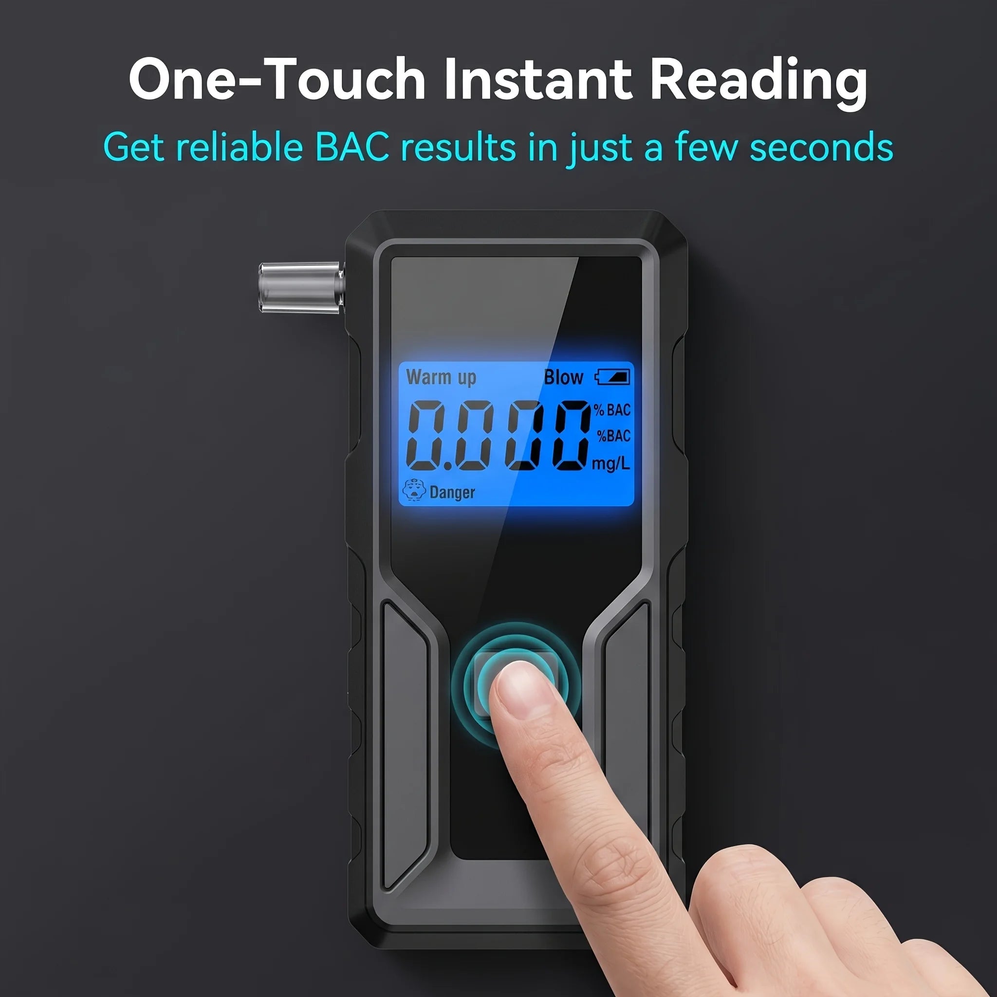 2026 New Model, Large LCD Display and Replaceable Blow Tube Breathalyzer, One Click Alcohol Tester (Battery Not Included)