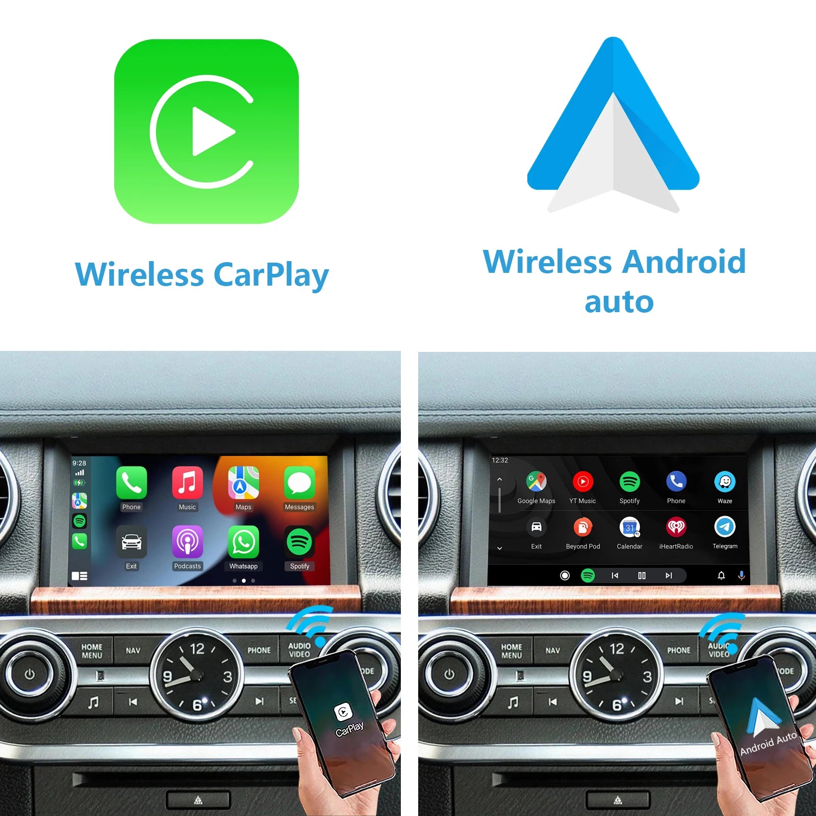 Wireless CarPlay & Android Auto Interface for Land Rover LR4 Discovery4 Range Rover Sport 2010-2012, Only Fit OEM DENSO Unit