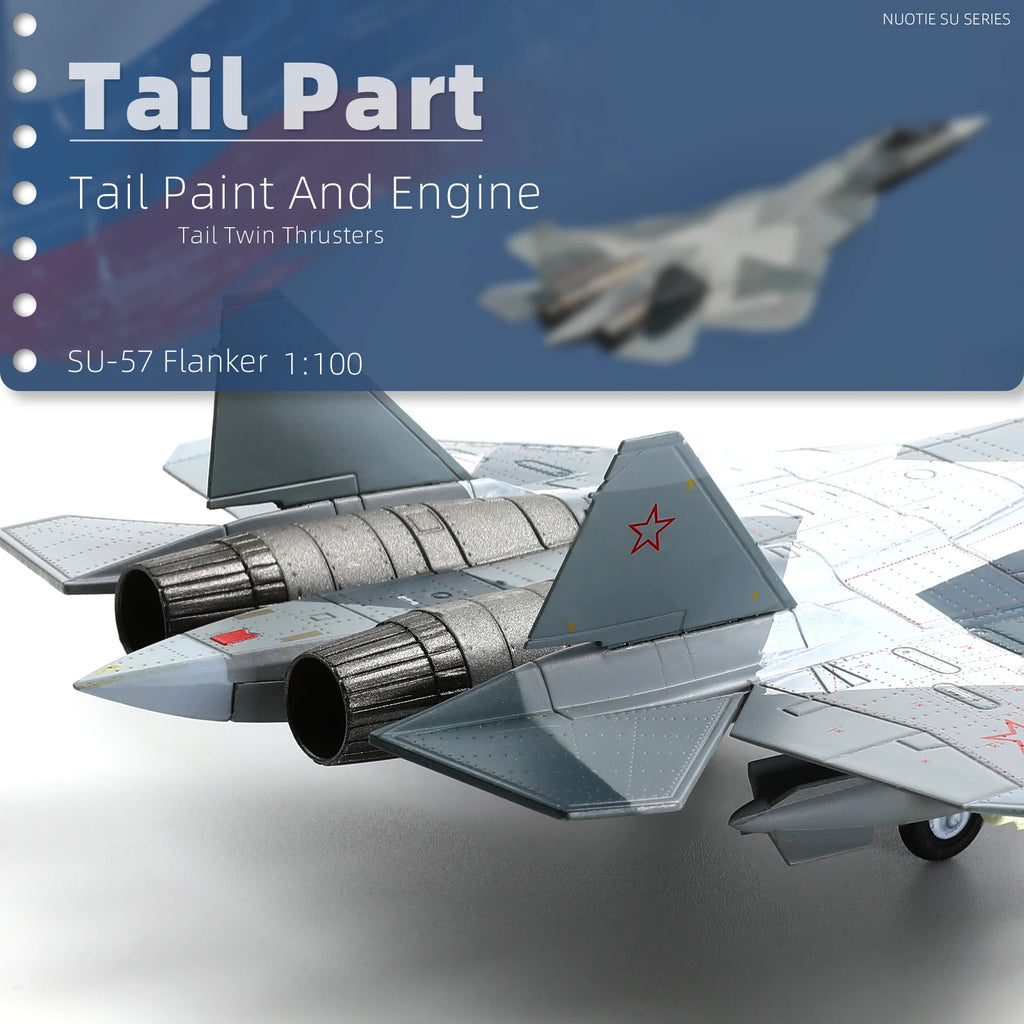 Su-57 Snow Split Version Fighter Model 1:100 Die-Cast Metal Military Aircraft Collection Gift