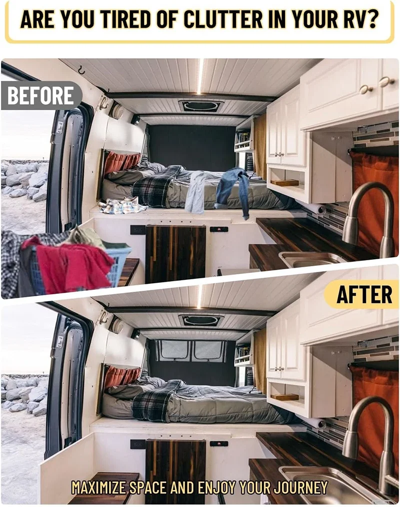 36-Inch Motorhome Overhead Storage Cabinet Soft Overhead Storage Box For Fiat Ducato/Sprinter/Ford Transit Panel Vans/Campervans