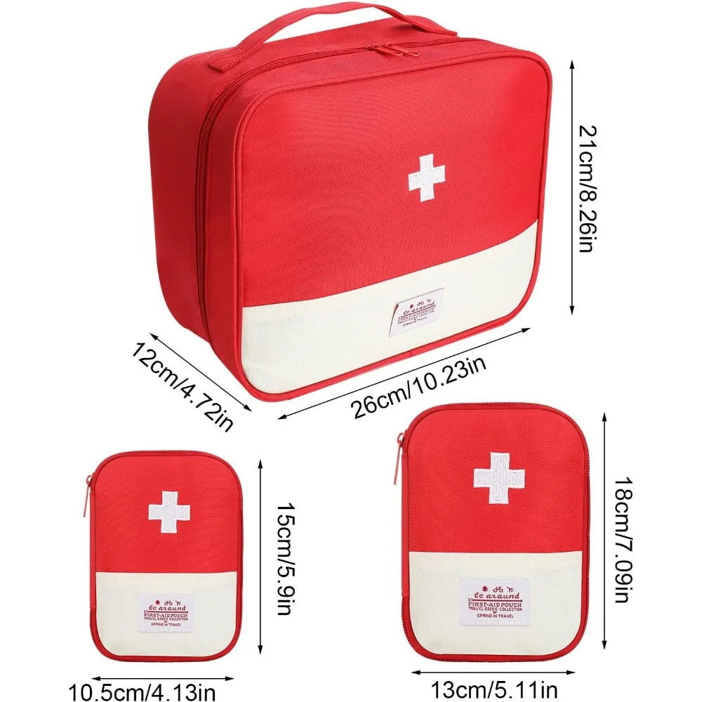 3Pcs Waterproof Oxford First Aid Bag Set, Portable Empty Medicine Pouch for Camping Hiking Travel Home Survival