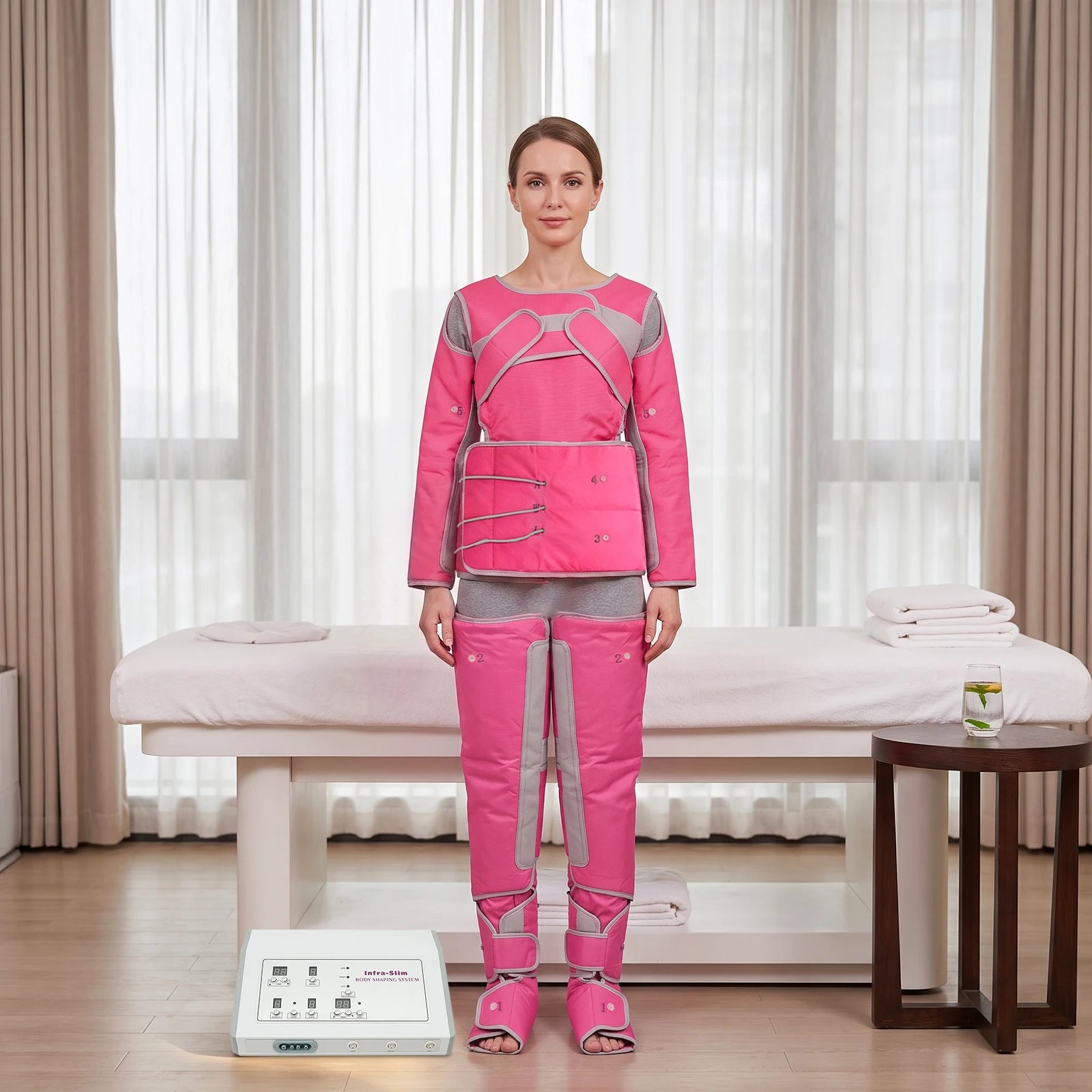 Air Pressure Body Slimming Suit, 7 Levels Adjustable Pressotherapy Heating Massage Device 400W for Home Beauty Salon Spa Relief