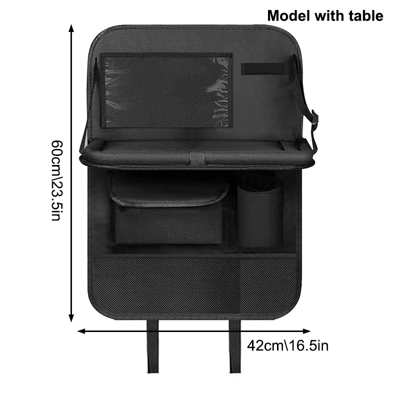 〔R〕Multifunctional Car Backseat Organizer with Foldable Tray,Tablet Pocket & Multiple Pockets,Waterproof Car Seat Storage Bag