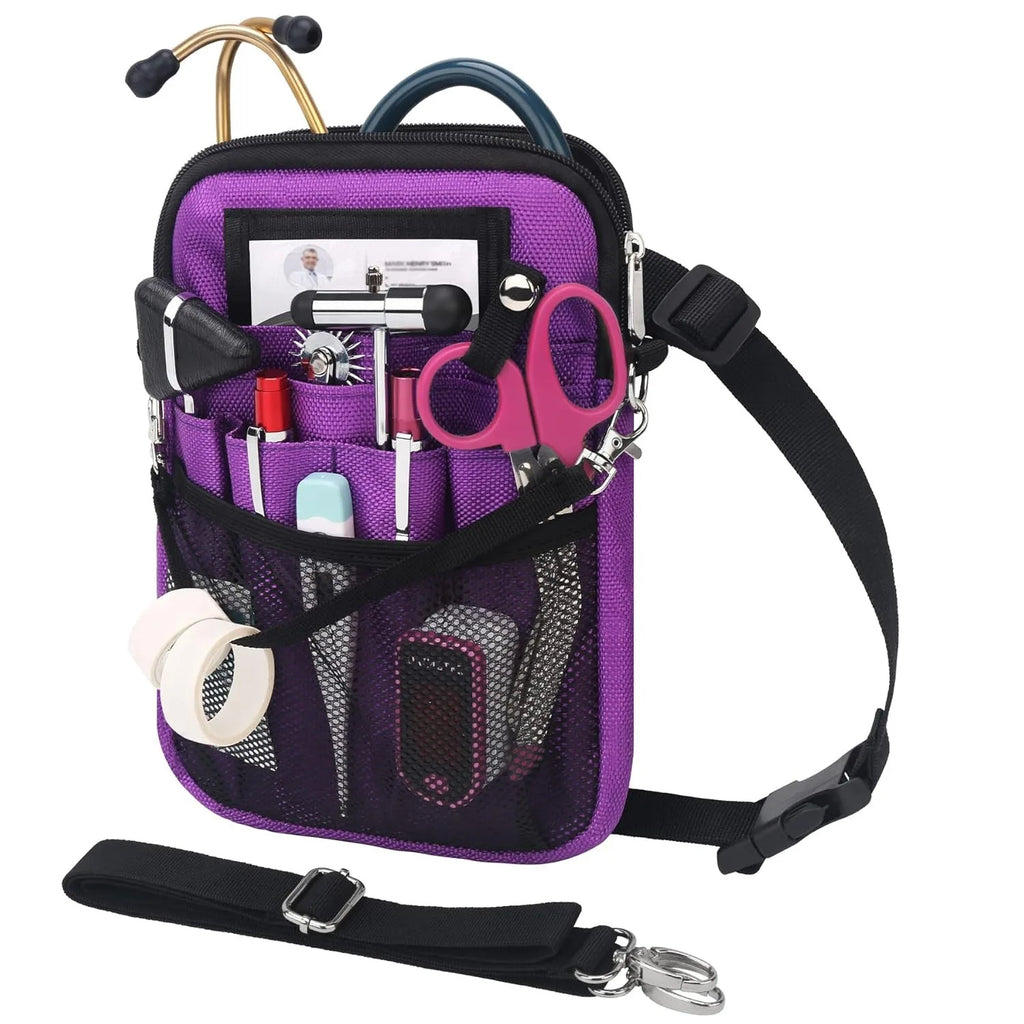 Oxford Fabric Nurse Crossbody Bag Portable Medical Waist Pack for Doctors Multi-Pocket Healthcare Organizer