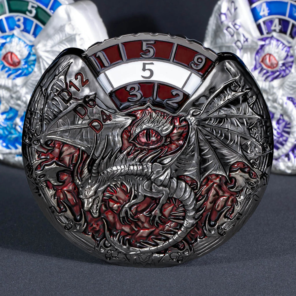 DND 7 in 1 Spinner Dice Set D&D, Metal Roulette Dragons D and D Dice, RPG Polyhedral Dungeons Role Playing Gaming Dice, Red
