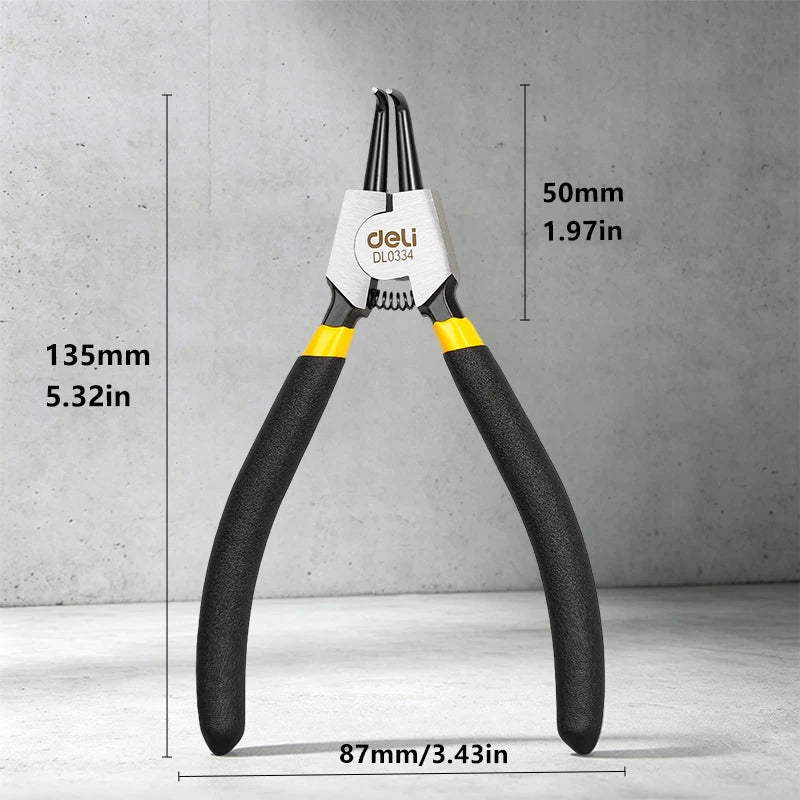 Deli 5inch Circlip Pliers, Needle Nose Pliers, Retaining Ring Pliers, for Removing Installing Puller Locking Rings Shafts