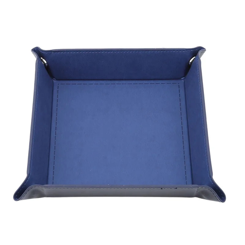 Rolling Folding Hexagon Dice Game Storage Tray PU Leather&Velvet Mat Holder Double Sided Thick Office Supplies Storage Tools