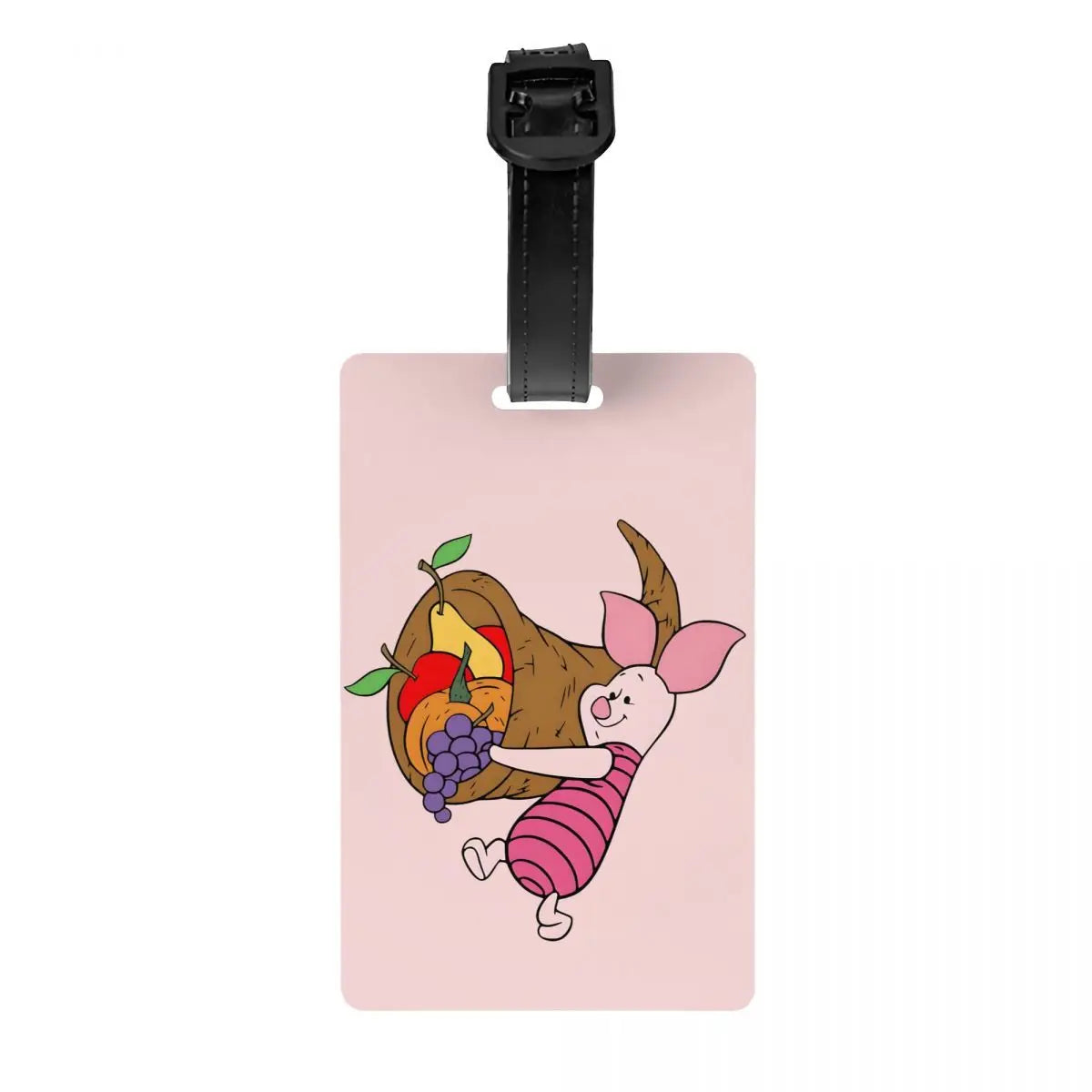 Custom Happy P-Piglets Anime Big Movie Luggage Tag With Name Card Privacy Cover ID Label for Travel Bag Suitcase