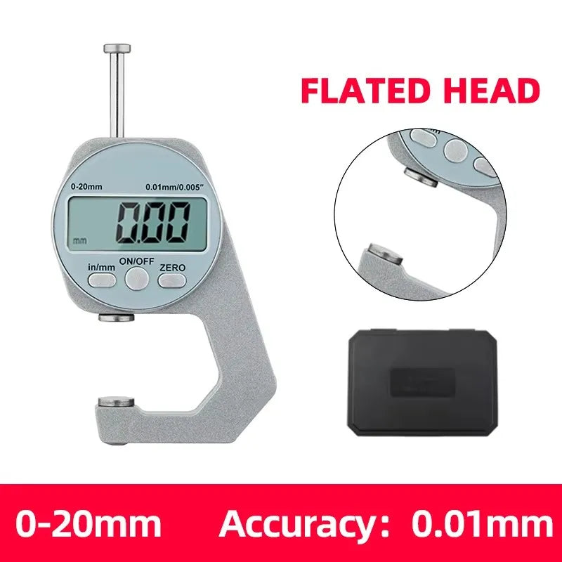 Digital Display Thickness Gauge Zinc Alloy Electronic LCD Micrometer Metric Imperial Wall Thickness Measurement Tools 0-10/20mm