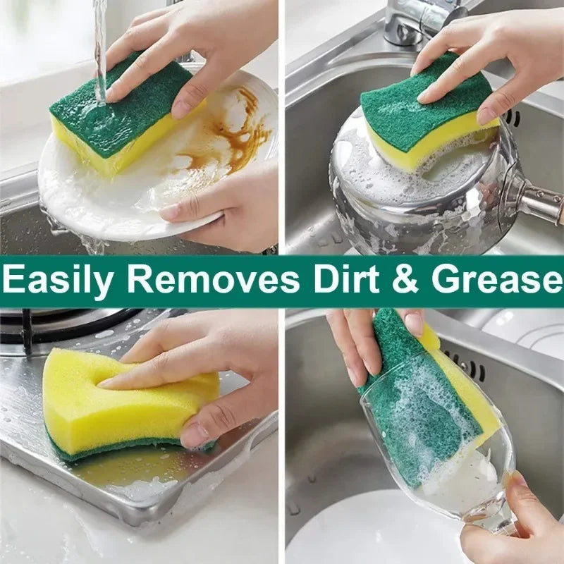2/50pcs Scouring Pad Double Sided Scrub Bowl Pot Cleaning Sponge Dish Washing Kitchen Tools Home Clean Supplies